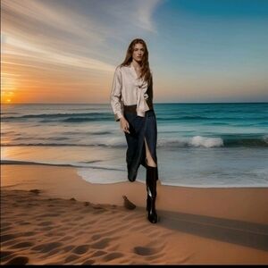 ZARA Women's Metrllic Thread Applique Blouse(Gold, US L/EUR L)